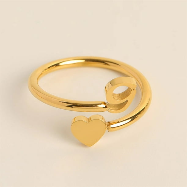 Xihbxyly Anillos de Inicial de Oro, Anillo Apilable con Letra Abierta, Joyería Ajustable con Alfabeto, Regalos Personalizados Únicos, Accesorio de Moda para Mujer, Perfecto para Mamá o Novia.