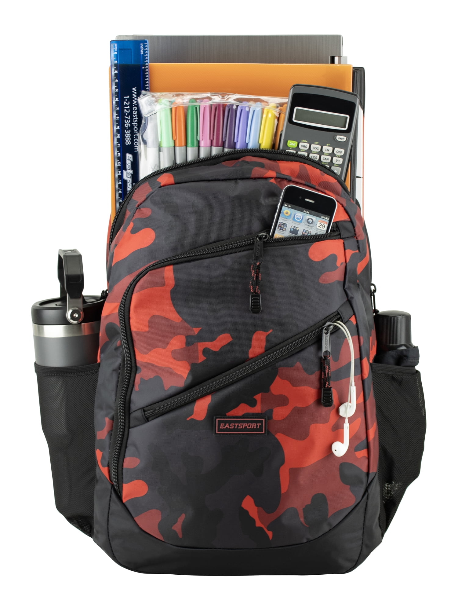 Eastsport Unisex 18.5" Rocket Sport Backpack, Fiery Red Camo