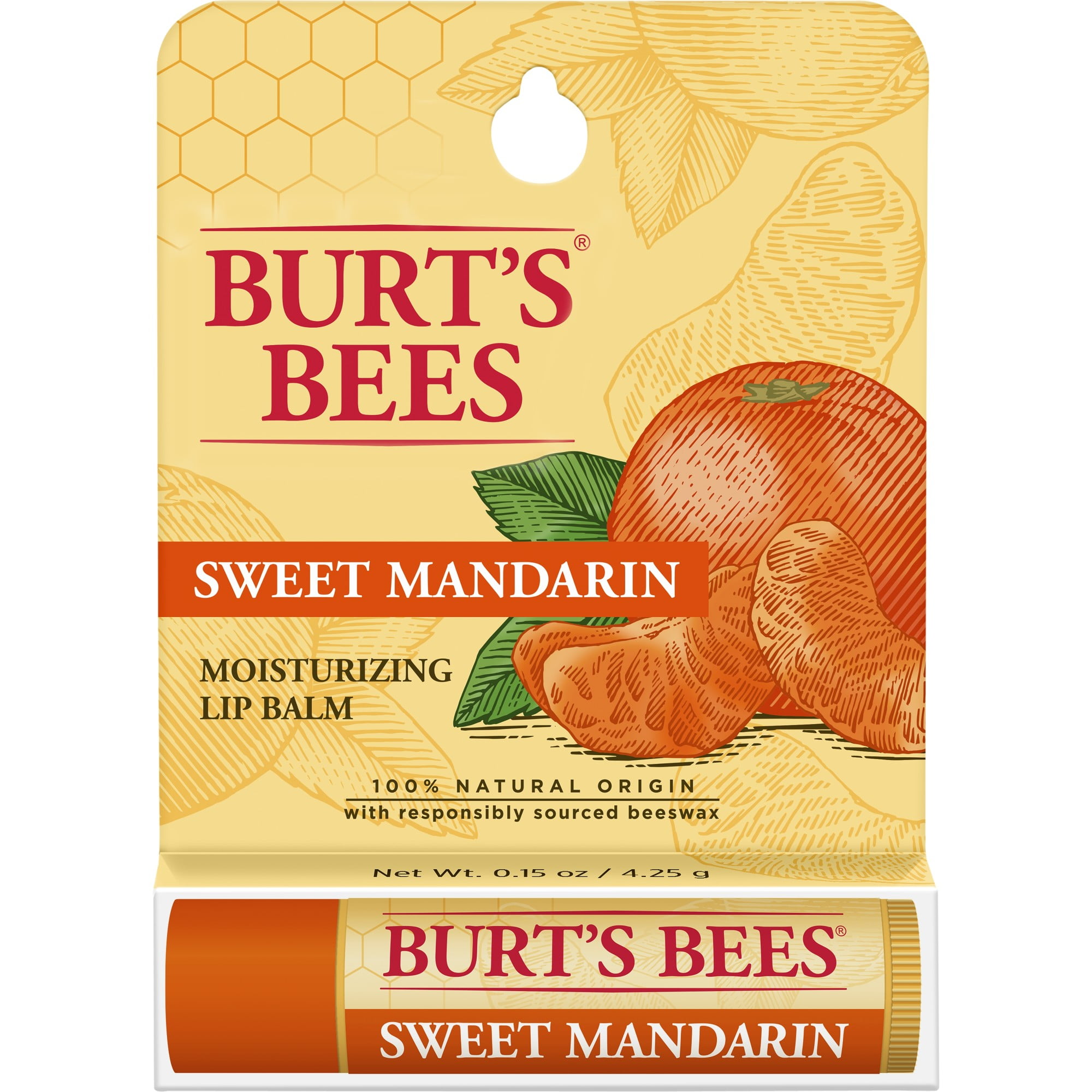 Burt's Bees 100 Natural Moisturizing Lip Balm, Sweet Mandarin, 1 Count