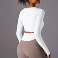 thumbnail image 5 of aidice Athletic Tops for Women Cropped Scoop Neck Long Sleeve Skinny Stretch Breathable Gym Yoga Tops, 5 of 6