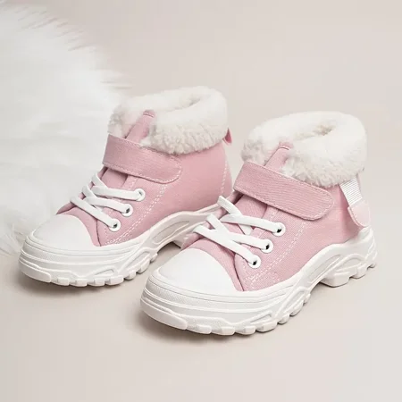 

Toddler Baby Girls Boots Soft-soled High Top Canvas Shoes For Fall Winter New