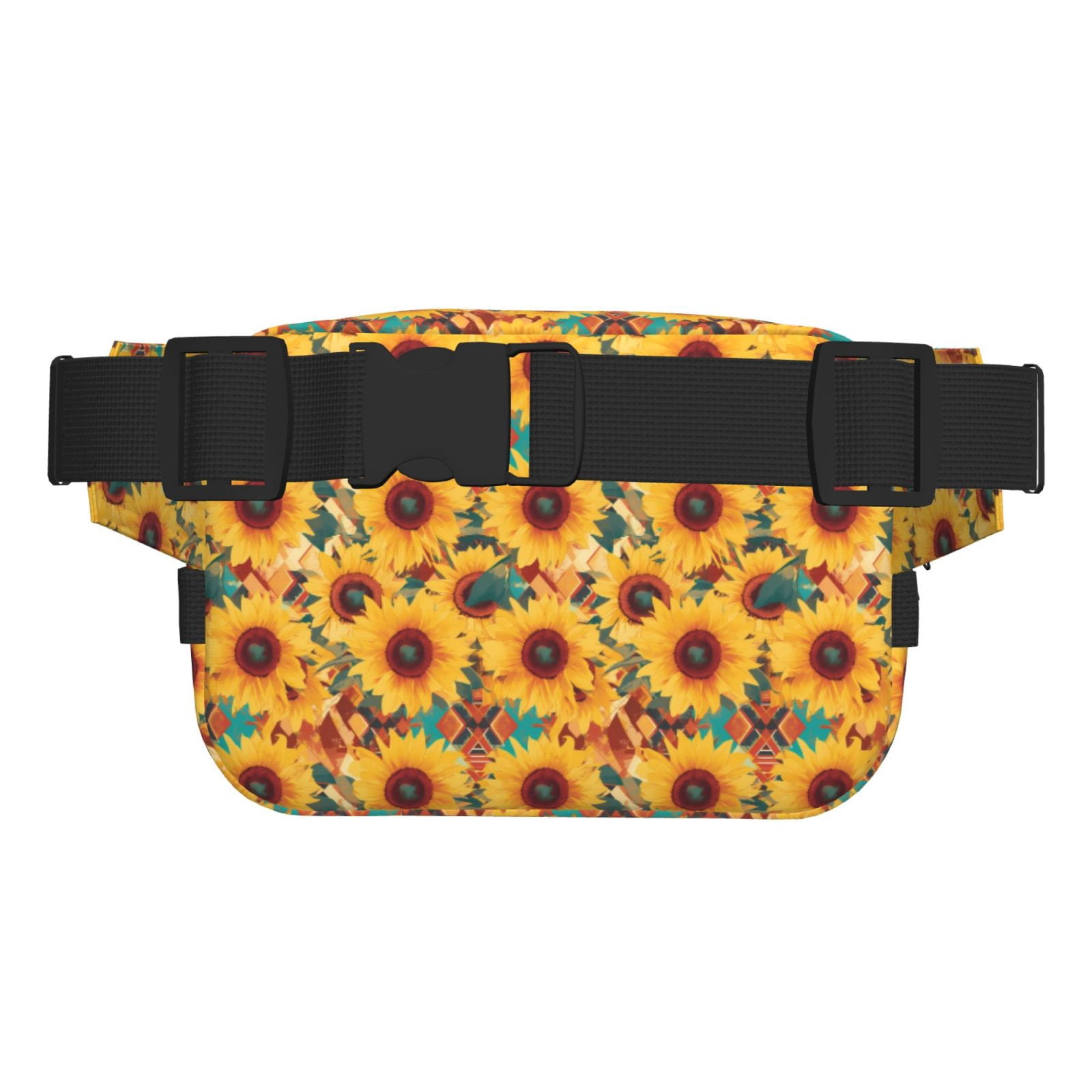 Picia Colorful Bohemian Sunflower Print Square Double-Layer Waist Bag Mini Adjustable Waist Belt Bag Exercise Running Travel Hiking
