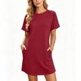 thumbnail image 5 of Bxsruta Womens T Shirt Dress Short Sleeve Casual Loose Shift Dresses with Pockets, 5 of 7
