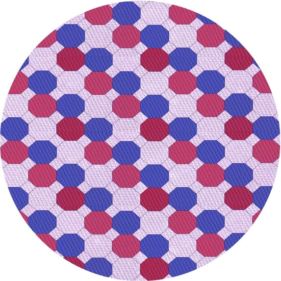 Ahgly Company Machine Washable Indoor Round Transitional Dark Orchid Purple Area Rugs, 3' Round