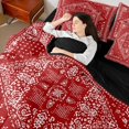 thumbnail image 4 of Manfei Damask Flowers 7pcs Bedding Comforter Set,Vintage Baroque Floral Queen Bedding Sets,Red White Queen Sheet Sets For Girl Boy,Breathable Home Decor Reversible, 4 of 8