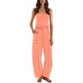thumbnail image 5 of gakvbuo Summer Jumpsuits Womens Casual Strapless Overalls Romper Playsuit Suspender Trousers Off The Shoulder Sleeveless Outfits With Pockets, 5 of 8