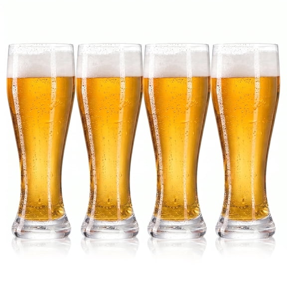18.6 oz (550ml) Extra Large Pint Glass Set of 4, Hourglass Pilsner Wheat Beer Glasses, Weighted Base Freezer Safe Lead-Free Glassware, Gift for Men