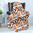 thumbnail image 4 of Geometric Soft Flannel Fleece Throw Blanket, Hand Drawn and Grunge Looking Arrows Rectangles and Squares, Cozy Plush for Indoor and Outdoor Use, 50" x 60", Orange Pale Pink Black, by Ambesonne, 4 of 5