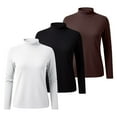 thumbnail image 3 of Women's Solid Color Mock Neck Thermal Sweater, 3-Pack Soft Base Layer Tops, Mid Neck Pullover for Women, Warm Fleece Lined Knit Shirts, Value Set of Comfortable Everyday Wear Mid Neck Sweaters White, 3 of 7