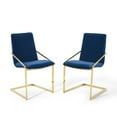 thumbnail image 1 of Modway Pitch 20.5" Velvet Dining Arm Chair, Gold & Navy, Set of 2, 1 of 8