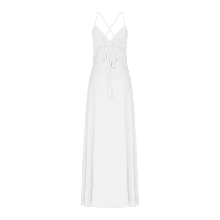 ZQUUVOU Wedding Guest Dress for Ladies Bodycon Mermaid Evening Cocktail  Long Dress Elegant Slim Sleeveless V-neck Slit Dress White - Walmart.com