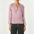 thumbnail image 2 of RMGVDSD Womens Summer T Shirt Womens Henley Tops Long Sleeve Shirts V-Neck Button Loose Casual Henley Tops T Shirt Fashion Blouses Fashion Casual Blouses, 2 of 5