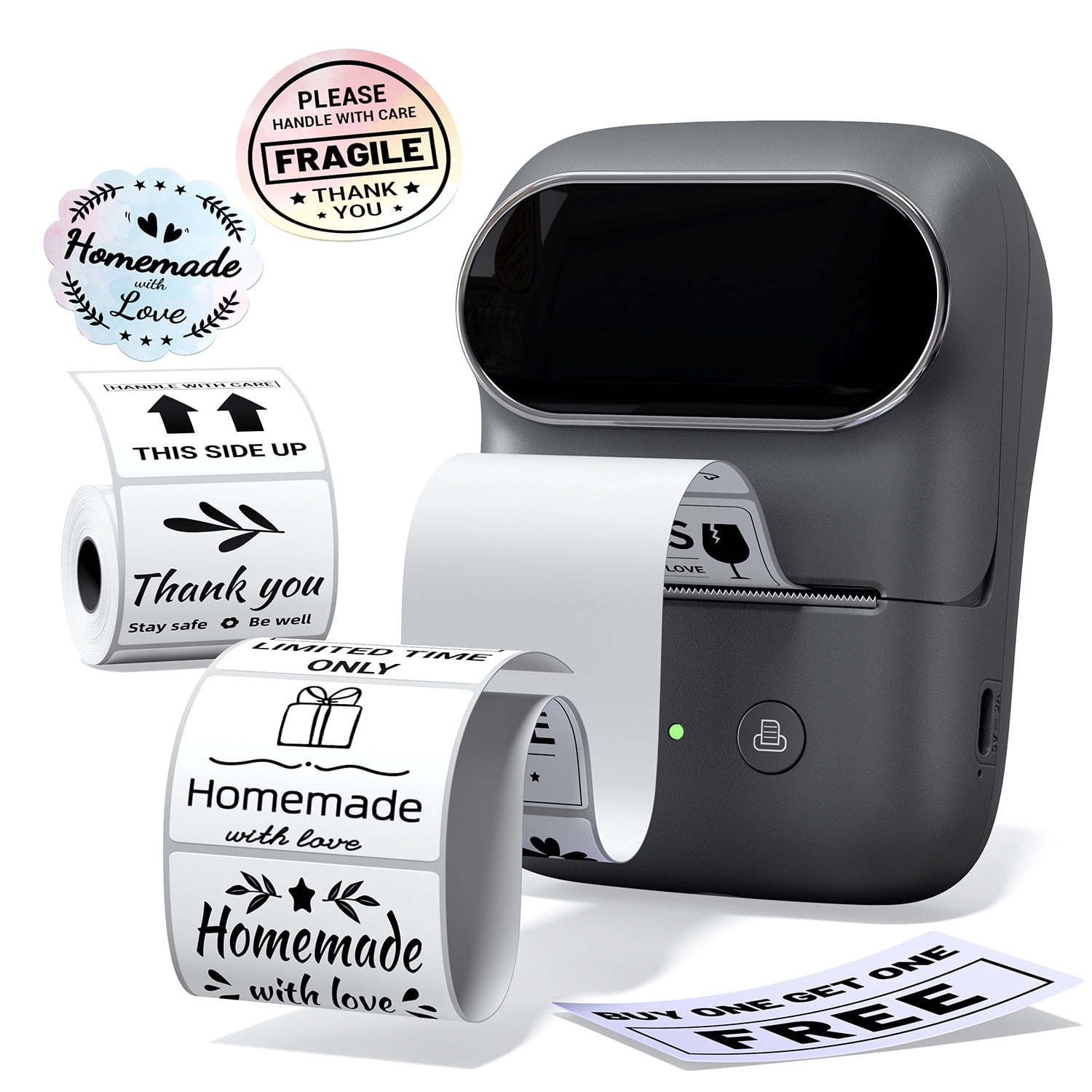 【Phomemo Label printer 】 Label printer+2 rolls of thermal label paper, thermal label printer, printing width 20-50mm, one click printing（label maker）