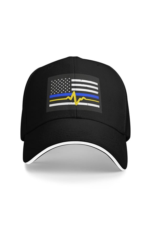 911 Dispatcher - Thin Blue Gold Line Flag Unisex Sandwich Cap Classic Baseball Capunisex Adjustable Casquette Dad Hat