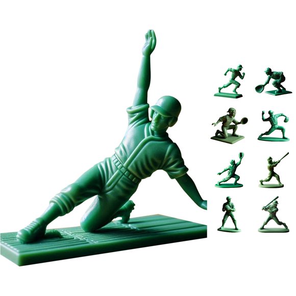 Interesting Green Baseball Soldier Character Classic Toy Set Novel Player Statue Suitable For Home Desktop Decoration