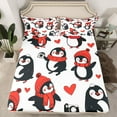 thumbnail image 2 of Manfei Cute Animal Penguin 4-Piece Full Size Sheets for Boys Girls,Love Heart Print Bed Sheets,Happy Xmas Christmas Lightweight Sheet Sets,Lightweight Room Decor, 2 of 7