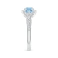 thumbnail image 2 of ANGARA Natural Floating Three Stone Aquamarine Ring with Diamond Halo in 14K White Gold for Women (Size-5mm) | March Birthstone, Anniversary, Jewelry Gift for Women | Natural Aquamarine Ring, 2 of 7