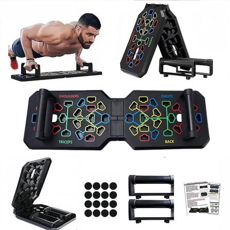 Push Up Board, Foldable 19 in 1 Push Up Bar with Resistance Bands,Portable Multi-Function Push up Handles for Floor,Professional Push Up Strength Training Equipment