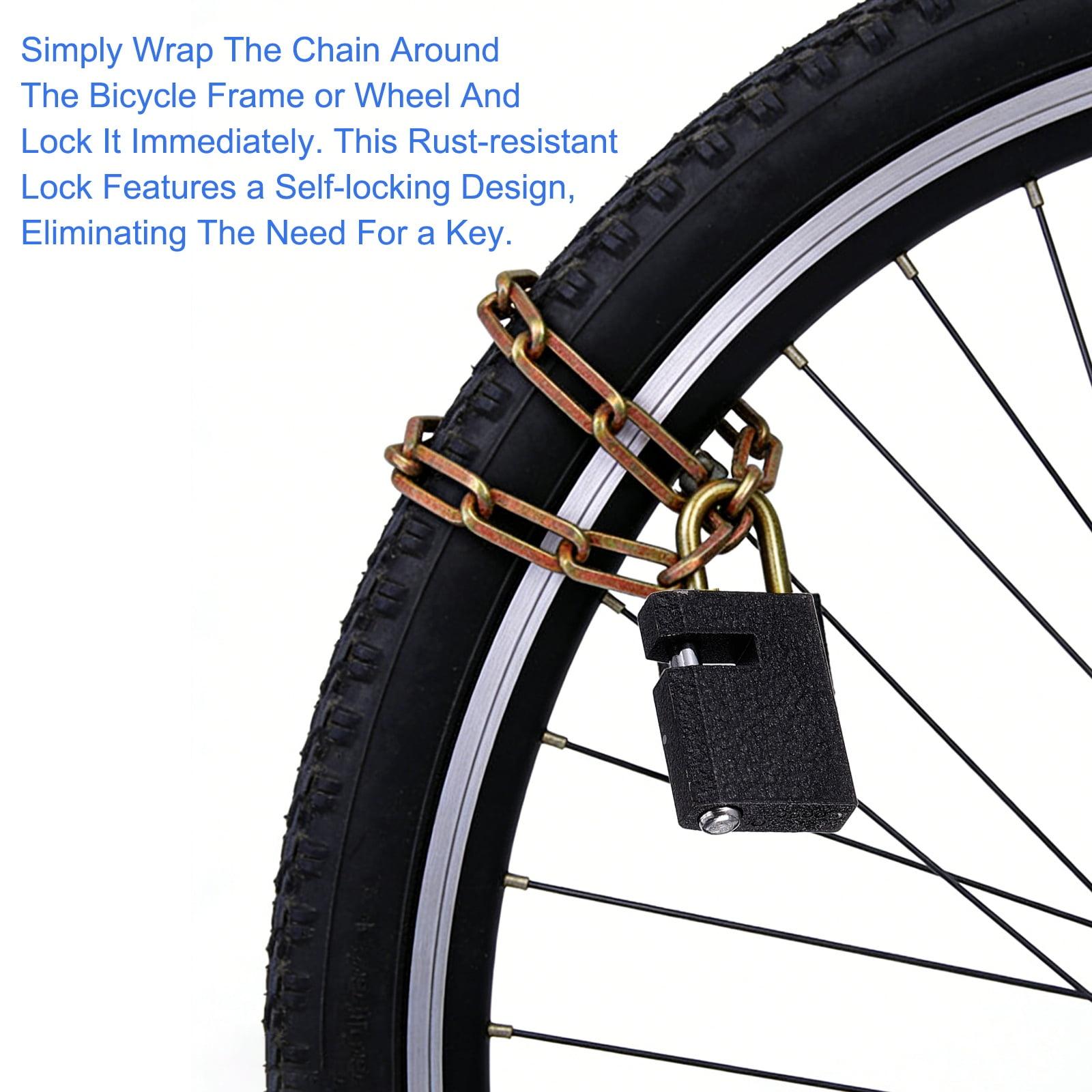 Bike Chain Lock, (75 Inch, Black) (1 Pcs), Manganese Steel Anti-Theft Bicycle Square Chain Lock with Keys, Suit for - Bike/Motorcycle/Scooter/Truck