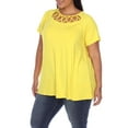 thumbnail image 2 of White Mark Women's Plus Size Crisscross Neck Short Sleeve Top, 2 of 5