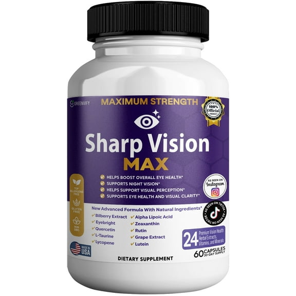 GreenVify Sharp Vision Max Eye Health Supplement, Lutein & Zeaxanthin