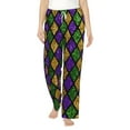 thumbnail image 2 of Kdxio Women's Comfy Stretch Mardi Gras Shiny Green PurplePrint Drawstring Pajama Pants-XX-Large, 2 of 9