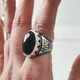 thumbnail image 6 of Black Onyx Mens Ring, Natural Black Onyx, December Birthstone, Silver Jewelry, 925 Silver Ring, Birthday Gift, Heavy Mens Ring, Arabic Design, Ottoman Style Ring, Christmas, Turkey Mens Signet Ring, 6 of 7