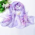 thumbnail image 2 of Yuanlong Winter Scarves Lady Lightweight Floral Pattern Long Chiffon Scarf Crepe Spring Neckwear Elegant Shawls Wraps, 2 of 5