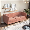 thumbnail image 4 of Modern Designs Velvet Upholstered Living Room Sofa, 3 Seat Sofa Couch with Golden Metal Legs for Home, Apartment or Office, 4 of 8