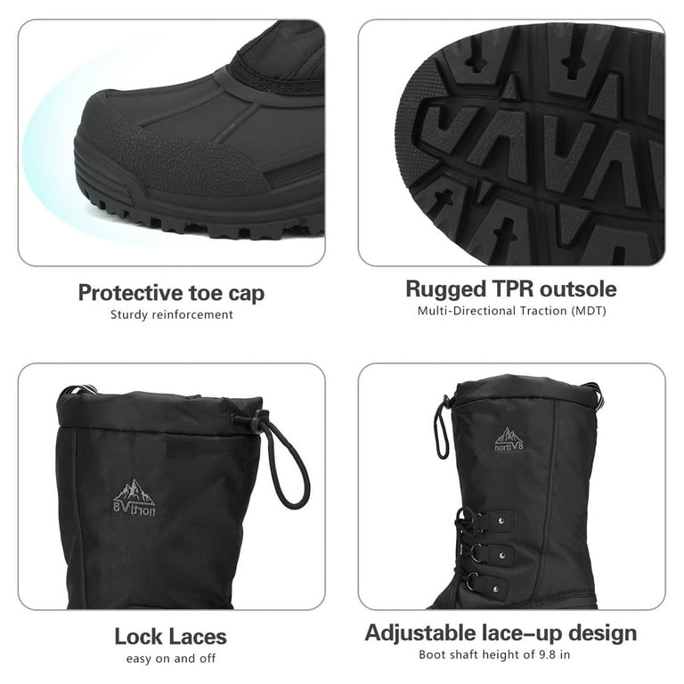 Nortiv 8 Mens Snow Boots Comfort Men's Winter Snow Boots Waterproof Boots  Shoes Mountaineer-2M Black Size 12 - Walmart.com