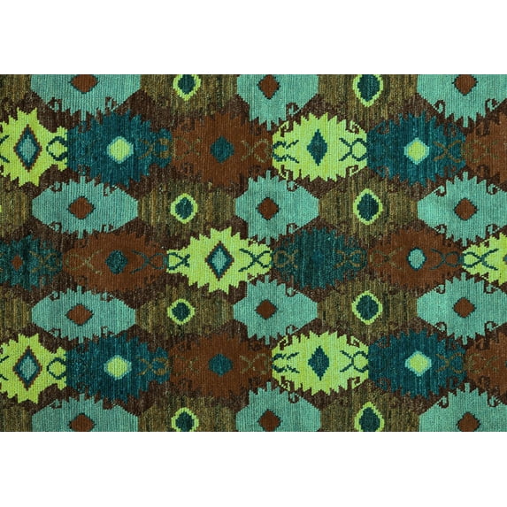 Ahgly Company Indoor Rectangle Abstract Turquoise Blue Modern Area Rugs, 8' x 10'