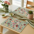 thumbnail image 6 of Placemats for Dinning Table Set of 8, Sage Green Floral Spring Flowers Leaves Farmhouse Burlap Kitchen Place Mats Waterproof Cloth Table Mats, Indoor Outdoor Placemats Easy Clean Dinner Decor, 6 of 8