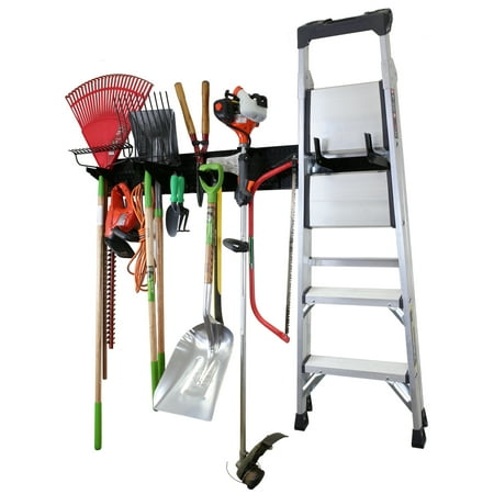 

Wall Control Garage Storage Rack Lawn & Garden Tool Organization Wall Mount Organizer - Easy to Install 64 Wide Heavy Duty Metal Pegboard Set (Black Pegboard)