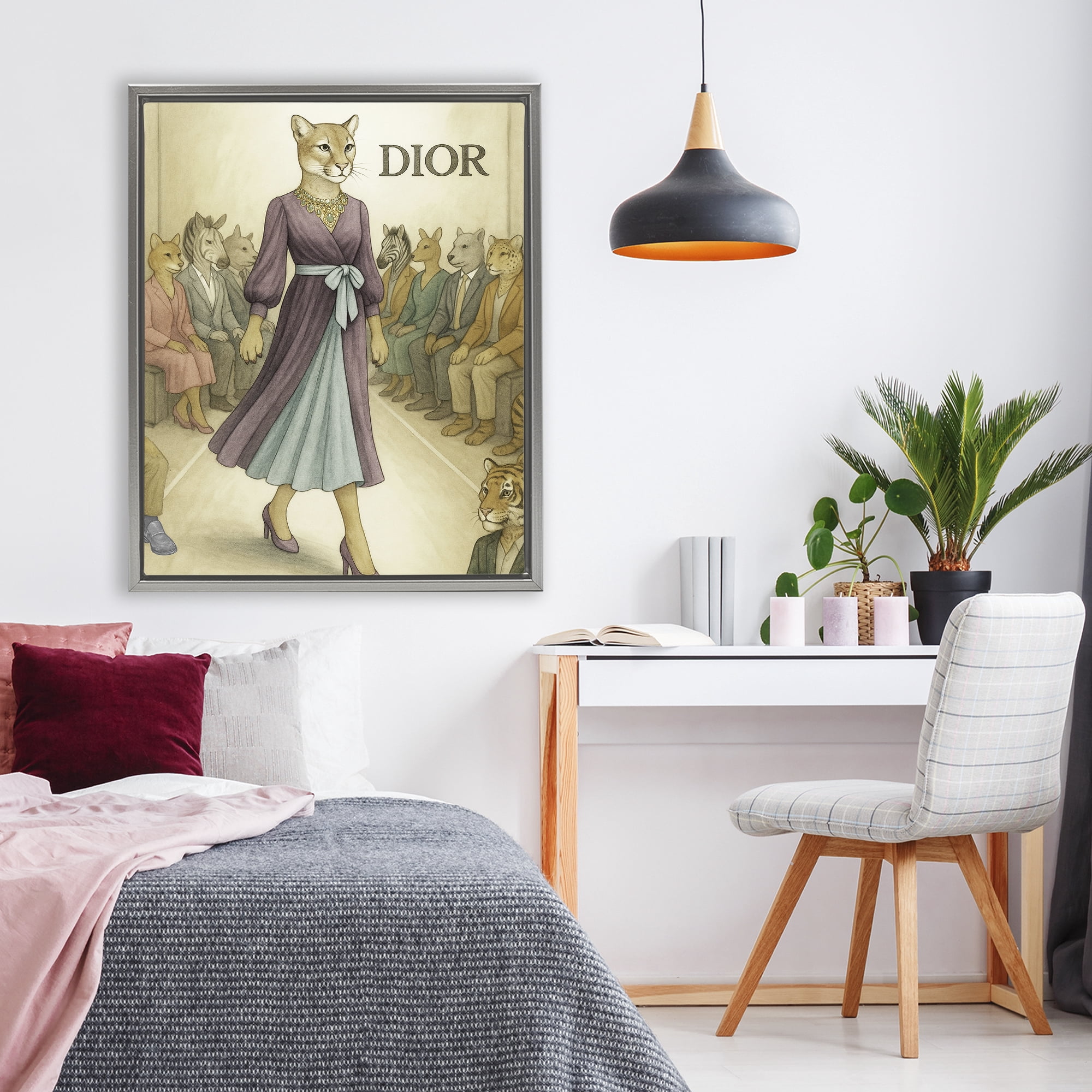 Stupell Industries Fashion Runway Cougar Gray Framed Floater Canvas Wall Art, design by Grotto Studios
