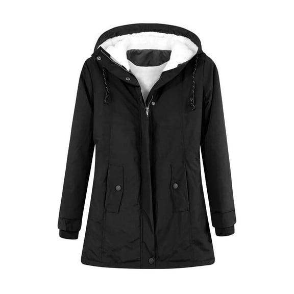 Bibifish Womens Jackets Thermal Lined Zip Up Hooded Coats With Front Pockets Soft Warm Lightweight Winter Outdoor Windproof Cold Weather Coats