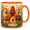 Accent Mug, variant on Lotusprint LLC Personalized Chicken Family 2D Print Flat Accent Mug, Farmhouse Rooster Floral Mug