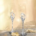 thumbnail image 4 of Wedding Champagne Glass Set Silver Toasting Flute Glasses Pack of 2 with Rhinestone Rimmed Hearts Decoration for Wedding, Anniversary and Special Occasions, 4 of 5