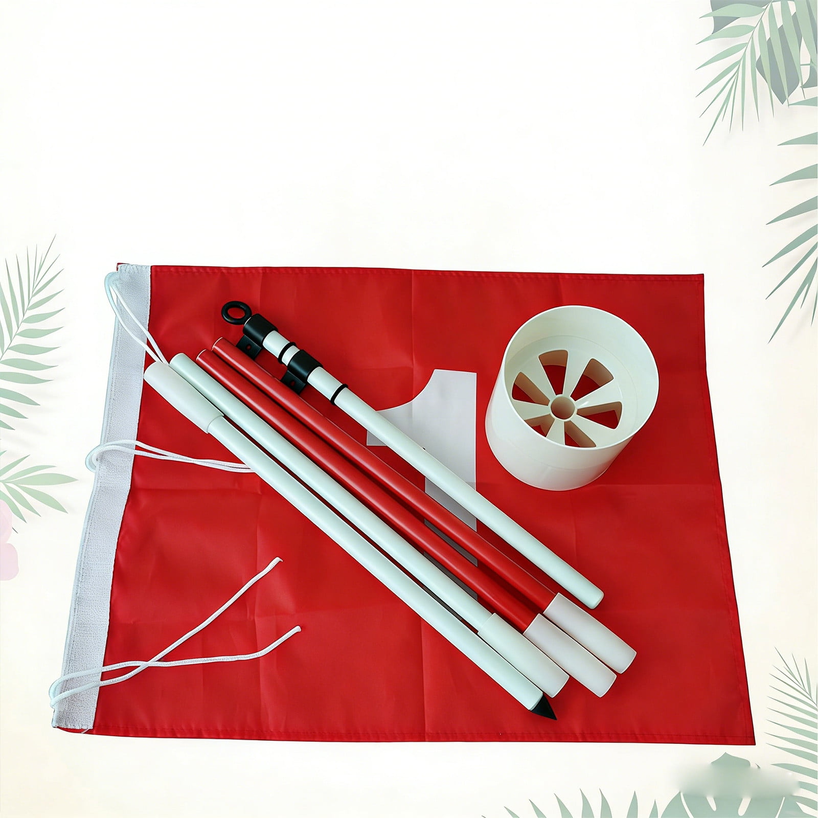 6ft Detachable Golf Flagstick Set With Click-Lock Joints - Portable 5-Piece Iron Pole Includes 20x14in Red Nylon Flag & ABS Hole Cup With Drainage For Home Practice
