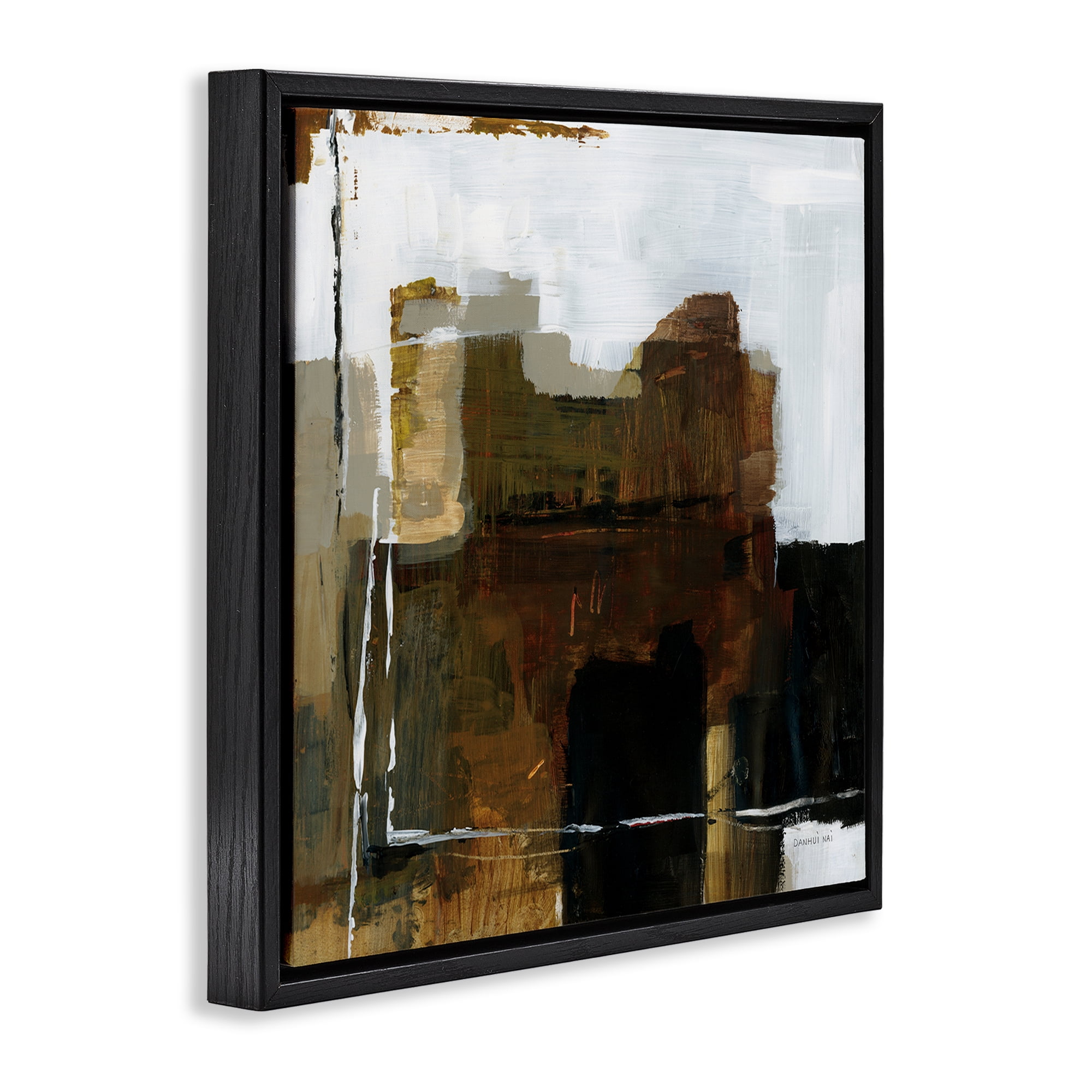 Stupell Industries Natural Abstract Earth Tones Black Framed Floater Canvas Wall Art, design by Danhui Nai