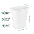 thumbnail image 3 of (2 pack) Sterilite Large Kitchen Trash Can, 10 Gallon Plastic Garbage Bin with No Lid, White, 3 of 8
