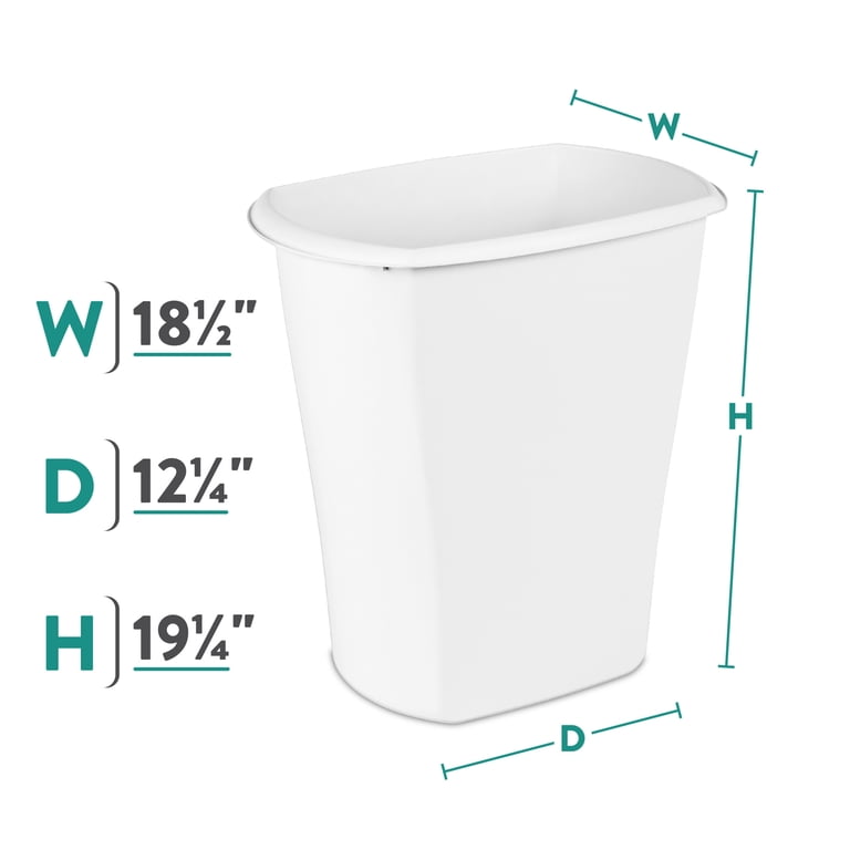 Sterilite 10 Gallon White Plastic Rectangular Kitchen Trash Can