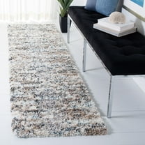 SAFAVIEH Canyon Lizbel Geometric Shag Runner Rug, Light Gray/Ivory, 2'2" x 8'