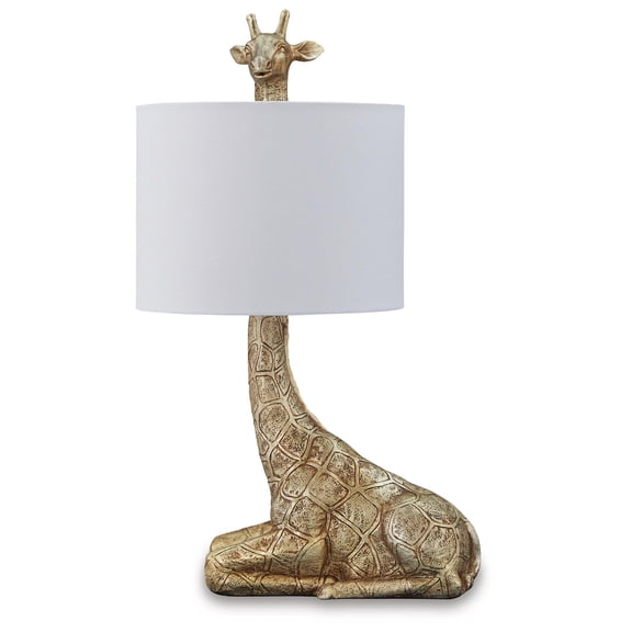 Signature Design by Ashley Ferrison Giraffe Table Lamp with Fabric Shade - Goldtone