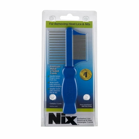 Nix Premium Metal 2-Sided Lice Removal & Hair Detangler Comb, 1ct, 6-Pack
