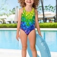 thumbnail image 3 of Uorisanigo Girls One Piece Swimsuits Colorful Heart Crossback Straps Bathing Suit Swimwear Sleeveless Swim Suit Pool Party, Size 9-10, 3 of 7