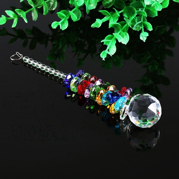 Pendentif Boule De Cristal K9 Coloré - Attrape-lumière, Décoration Fenêtre, 19.5 Cm