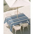 thumbnail image 3 of 54x80 Inch Outdoor Tablecloth with Umbrella Hole Zipper Rectangle Blue Striped Rectangular Tablecloths Outside Waterproof Farmhouse Vintage Stripe Patio Table Cloth Cover for Picnic Party, 3 of 8