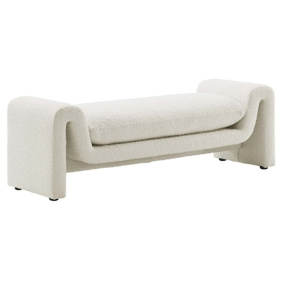 Modway Waverly 17" Upholstered Modern Boucle Fabric Bench in Ivory