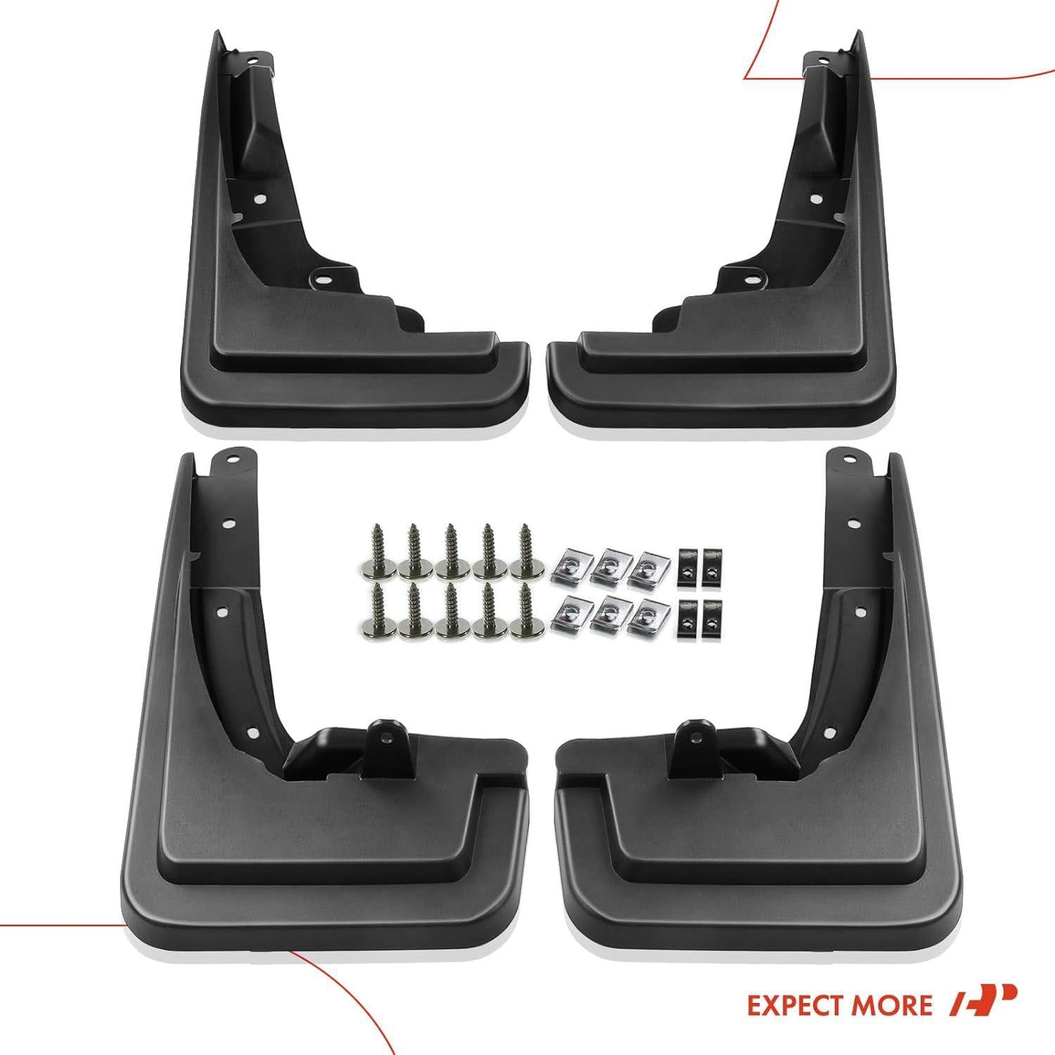 A-Premium Set of 4PCS Mud Flaps Splash Guards Mudguards Mudflaps with Hardware Kits Accessory Compatible with Ford Maverick 2022-2023 2022 2023 Crew Cab Pickup Black Color Front LH RH & Rear LH RH