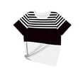 thumbnail image 6 of Lenpel T Shirts for Women Short Sleeve Crew Neck Striped Color Block T-Shirts Loose Tunic Blouses Trendy Casual Tee Tops, 6 of 6